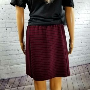 Lou & Grey Really Cute Burgundy and Black Stripes Mini Skirt